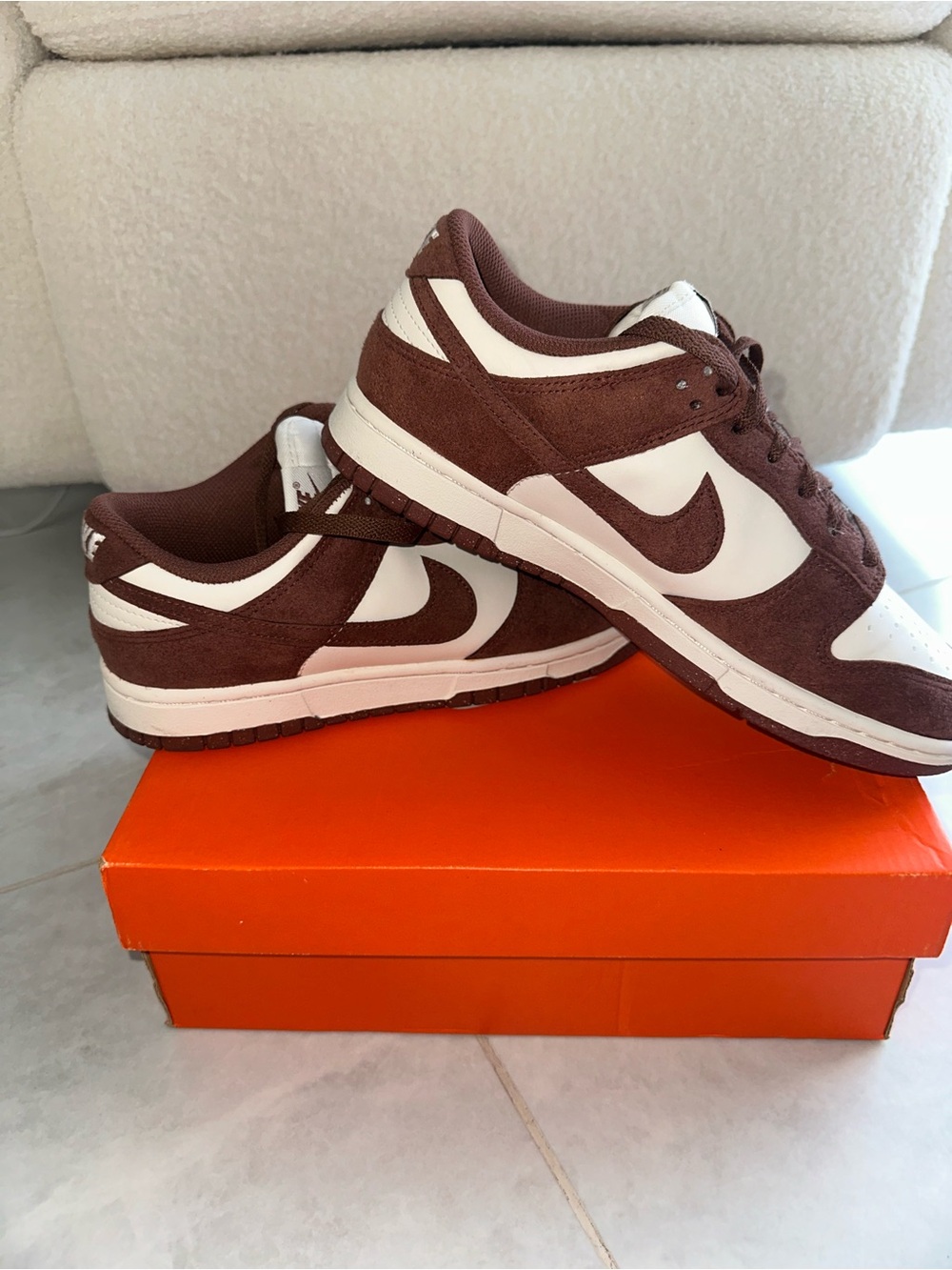 Nike Men’s Low-Top Sneaker in Brown and White